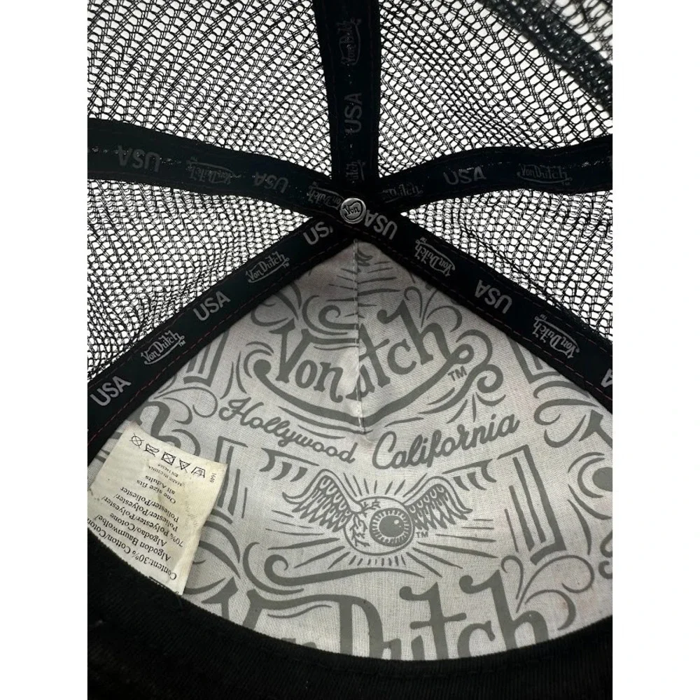 Von Dutch Rainbow Striped Trucker Hat Black Mesh Snapback One Size Unisex USA